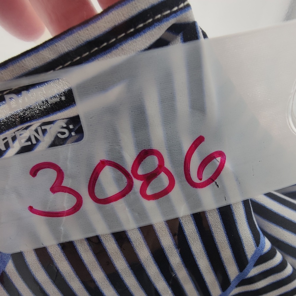Talbots Women Preppy Nautical Stripe Blouse Size X US XL Black White Blue Career - Picture 15 of 16